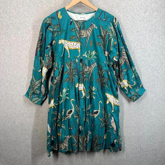 Dresses & Skirts - BEAU & RO The Murray Mini Dress in Petite Blue Safari Floral Balloon Size XL